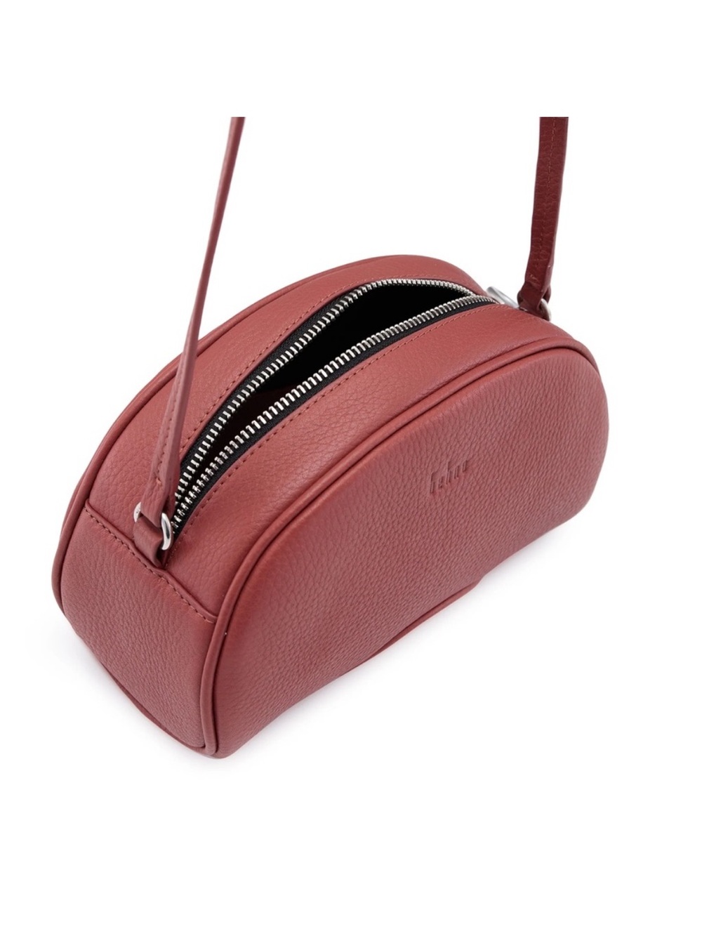Behno Red Rosewood Pebble Leather Elizabeth Crossbody Camera Bag - Picture 11 of 12